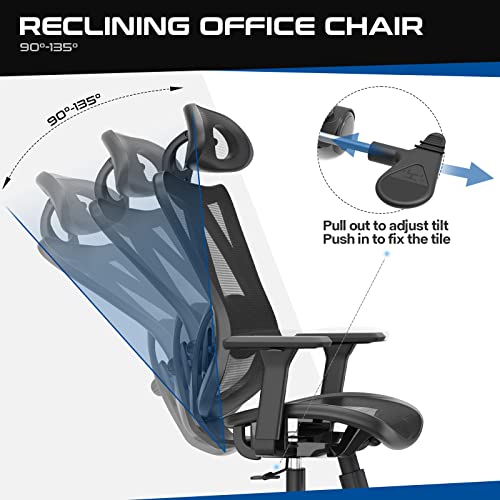 Laziiey Ergonomic Mesh Office Chair With Lumbar Support Mesh Office Chair With 135° Relining High Back 300 Lb Heavy Duty Desk Chair For Home Office #TOP4