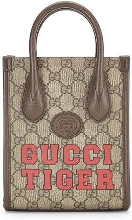 Pre-loved Brown GG Supreme Canvas Tiger Tote Mini, Brown