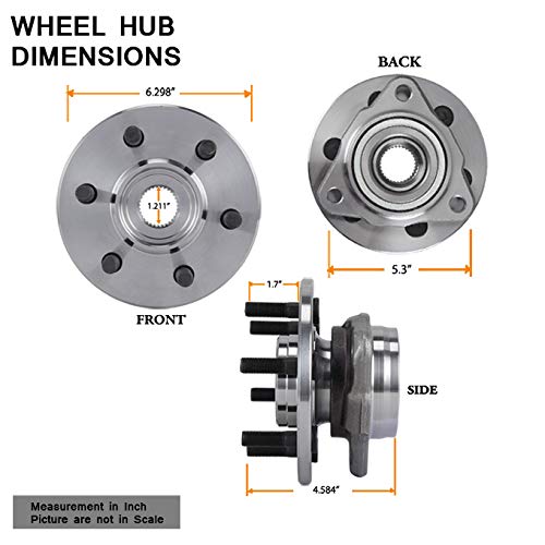 AKKON - for 1997-2004 Dodge Dakota | 1998-2003 Durango 4WD Front Wheel Hub & Bearing & 6 Lug Bolt 515007