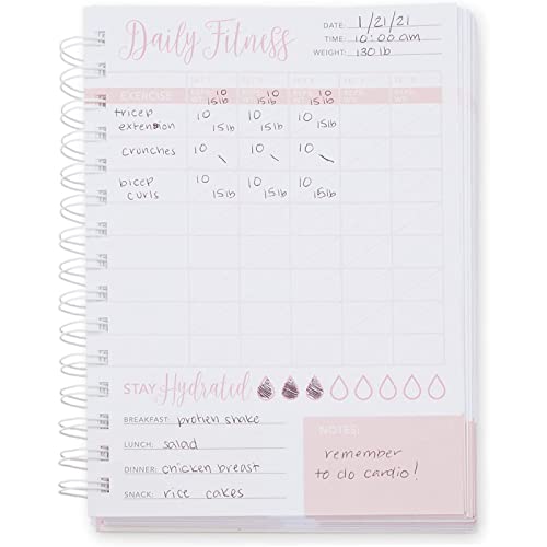 Fitness Tracker Journal For Women, Pink Workout Notebook (6 X 8 Inches) #TOP2