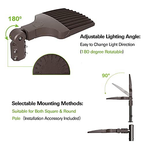 Hykolity Led Parking Lot Lighting 150W, 20250Lm (135Lm/W) 5000K Daylight Shoebox Light With Dusk To Dawn Photocell, [400W Hps Equiv.] 100-277V, Adjustable Led Shoebox Area Light, Slip Fitter Mount #TOP1