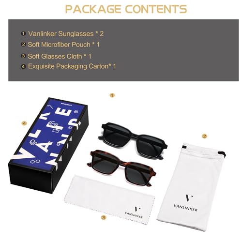 Image of VANLINKER Polarized Trendy Square Sunglasses for Women Men 2026 Retro Chic Cute Shades VL9849