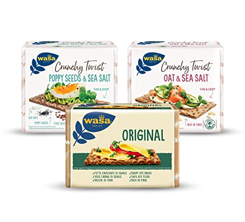 Wasa Crunchy Twist Poppy Seeds & Sea Salt + Wasa Crunchy Twist Oat & Sea Sal + Original