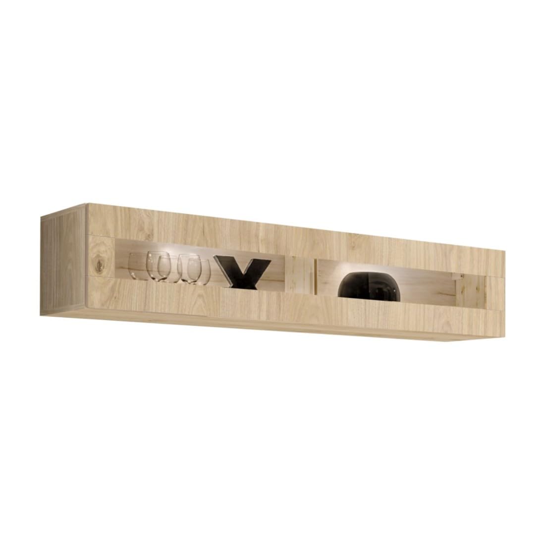 Vitrina FLY horizontal - 1 puerta abatible con LED - Roble claro