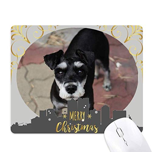 Tapis de souris noir motif chien de Noël en caoutchouc antidérapant pour bureau