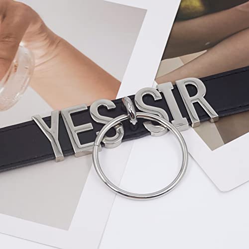 Ademishia Black O-Ring Choker Necklace For Women, Soft Vegan Leather Collar With Large Alloy Letters, Punk Gothic Cosplay Choker Collar For Girls #TOP5