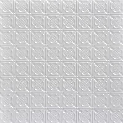 Shanko SKPC234-wh-24×24-N-6 Chain Mail Stamped Metal Nail-up Tin Ceiling Tile (24 sq. ft), White, Pack of 6