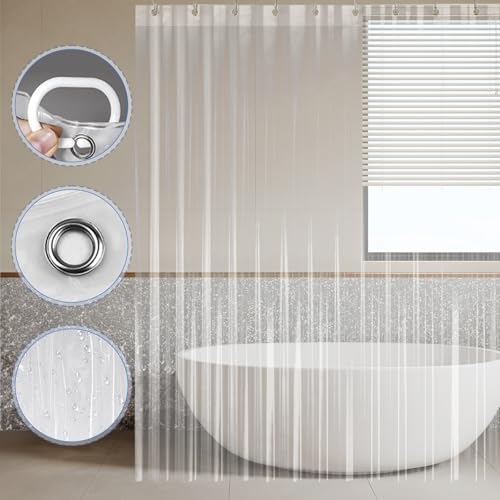 Rideau de douche transparent PEVA imperméable 180x180 résistant à la moisissure - 5