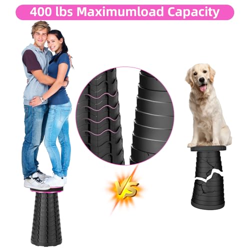 Image of Qiguet Collapsible Folding Chair - Upgraded Portable Chair with 400lbs Load Capacity, Perfect for Camping, Fishing, Hiking - Folding Stool with Carrying Straps, Gifts for Fisherman (Pink)