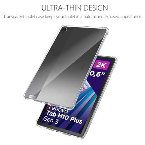 Case for Lenovo Tab M10 Plus 3rd Gen 10.6 Inch Clear Case +2 Pieces Screen Protector,Shockproof Anti Scratch Ultra Slim Soft TPU Silicone Tablet Crystal Transparent Protective Case,Transparent - Image 2