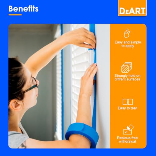 Image of DEART Colored Masking Tape Painters Tape 12, 8 or 6 Pack - 1 or 0.6 Inches for DIY Crafts Arts Supplies, Whiteboard Tape Dry Erase Board Tape for Kids No Residue (4, 0.98 Inch Blue)