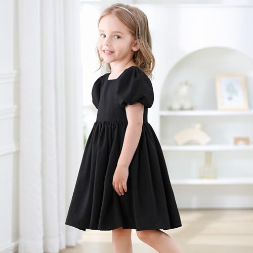 Tutu.kk Toddler Girls Casual Dress Puff Sleeve A-Line Swing Flared Party Birthday Formal Dresses 2-8 Years4