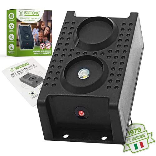 ISOTRONIC Repellente per martora con luce flash a LED | Deterrente a ultrasuoni per scacciare martore, faine, topi e ratti | Protezione contro martore | Ideale per gli interni, casa, garage e soffitto