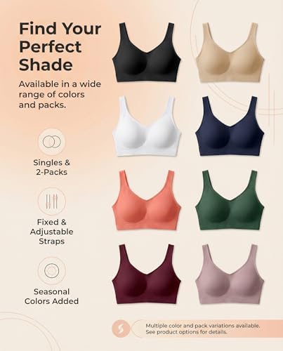SHAPERMINT Wireless Bras for Women - Full Support Seamless Bralette, Compression Sports Bra, Plus Size Minimizer Bras, Padded Wirefree Bra for Women Atlantic Blue — view 8