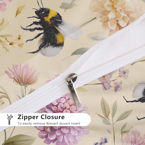 Housse de couette 240x260 abeille parure de lit fleur sauvage 3 pcs