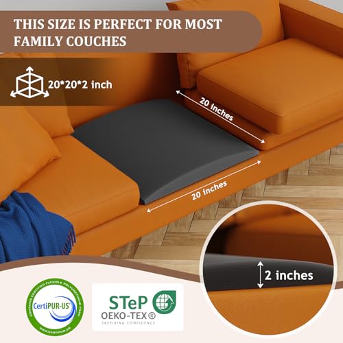 MYLIFESION Couch Cushion Support for Sagging Seat, 20x20x2 inches High-Density Foam Sofa Cushions Support, Under Cushion Sag Repair, Grey Set of 3 by MYLIFESION - Image 3