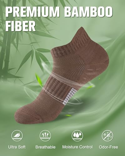 Image of Niorasen Ankle Socks for Women, 6 Pairs Breathable Bamboo Viscose Low Cut Thin Socks,Moisture Wicking Casual Sports Running