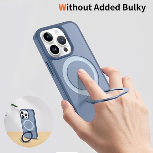 Image of Magnetic for iPhone 13 Pro Case & iPhone 14 Pro Case, 6.1 inch, Compatible with MagSafe, Rugged Kickstand, Not-Yellowing Military-Grade Protection, Matte Blue