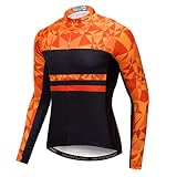 Weimostar Radfahren Trikot Langarm Herren Mountainbike Trikot Zip Shirts Rennrad Bekleidung Reiten Sport Racing MTB Tops für Männer Bouse Herbst Herbst Frühling Quick Dry Orange Größe XL