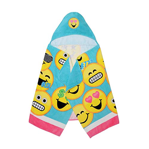 Franco Kids Bath Hooded Towel Wrap, 24 in x 50 in, Emojination Blue