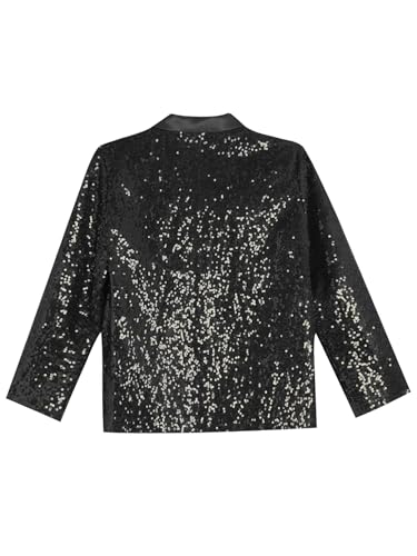Girls Sequin Long Sleeve Blazers Jacket Kids Shiny Lapel Button Down Suit Coat with Pockets for Party2