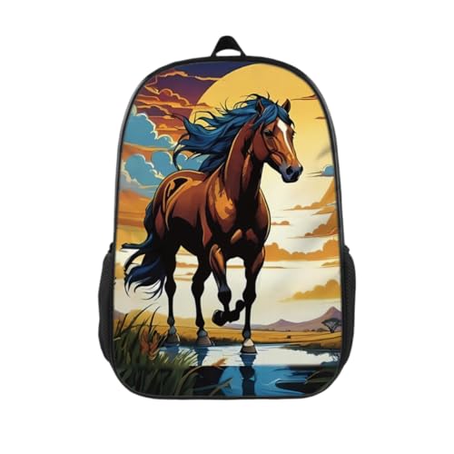 Horse Backpack 17 Inches Large Capacity Casual Daily Commuter Backpack