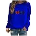 Bestyyo Damen-Langarm-Pullover mit Liebesdruck, lockere Blusenoberteile 5041 atmungsaktives kurzärmliges Komfortables Loser damenoberteile dekorative Druck kausales Loses u&f