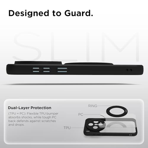 Image of RIGGEAR Shockproof Sleek Hybrid Armor 360 Rotating Magnetic Ring Stand Back Cover Case Compatible with MagSafe Accessories for Vivo X300 (Clear PC + Black TPU Bumper)