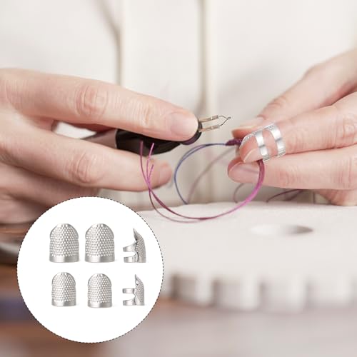 Miniatura 7 de Liqwei 6 Piezas De Dedal De Costura, Dedales Ajustables, Dedales De Costura, Protector De Dedos De Metal, Protector De Dedos De Metal, Dedales Para Coser A Mano, Manualidades, Bordado Para El Hogar