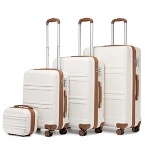 Kono Luggage Sets Lightweight ABS Hard Shell Travel Suitcase with TSA Combination Lock 4 Spinner Wheel