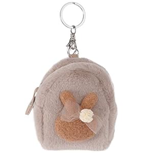 Cabilock Pluche portemonnee kleine haas portemonnee pluizige portemonnee ritssluiting portemonnee met sleutelringen mini…