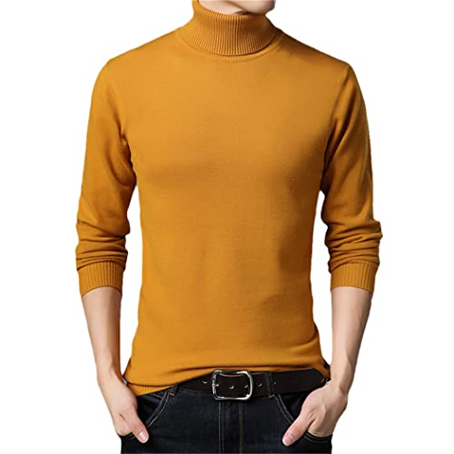 Pull d'hiver à col roulé jaune XL pour vos sorties en plein air