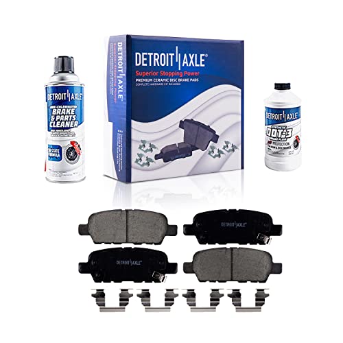 Image of Detroit Axle - Rear Brake Kit for 2003-2005 Infiniti G35 Nissan 350Z | 2008-2020 Rogue 2017-2020 Qashqai, Drilled and Slotted Brake Rotors Ceramic Brake Pads Replacement 11.50 inch inch Rotor