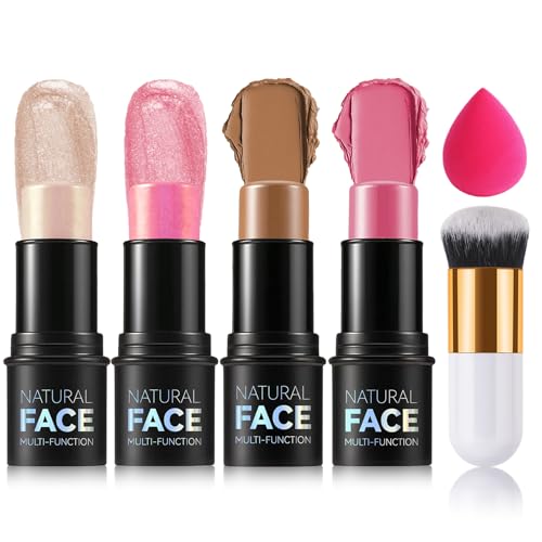 AOAZXBB 6PCS Contour Highlighter Makeup Stick,Cream Bronzer Stick, Lighweight Long Lasting Face Blush Contour Makeup Kit for All Skin Types