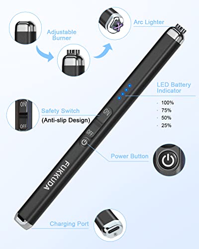 FUKKUDA Dual-Arc USB Rechargeable Plasma Lighter (Obsidian Black) — view 6