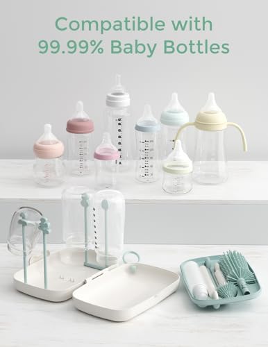 Momcozy 7-in-1 Baby Bottle Brush Set with Drying Rack, Green - 2