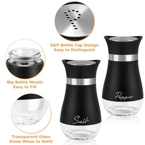 image for Accmor Salt and Pepper Shakers Set, 4 oz Stainless Steel Salt Pepper S