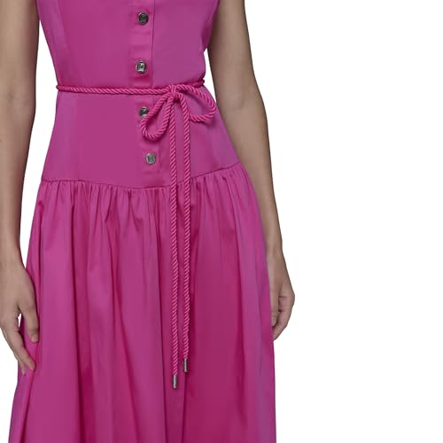 Image of Karl Lagerfeld Women's Sleeveless Square Neck Drope Waist Maxi Dress with Rope Belt