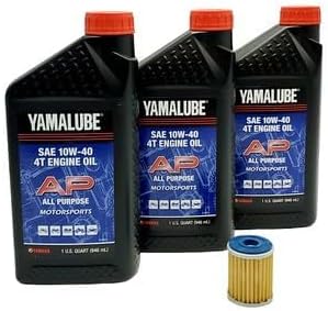 Yamaha Yamalube Wolverine 350/450 (1995-2005) All Purpose Oil (3 Quarts) and Filter Change Kit, #1UY-13440-02-00 and #LUB-10W40-AP-12
