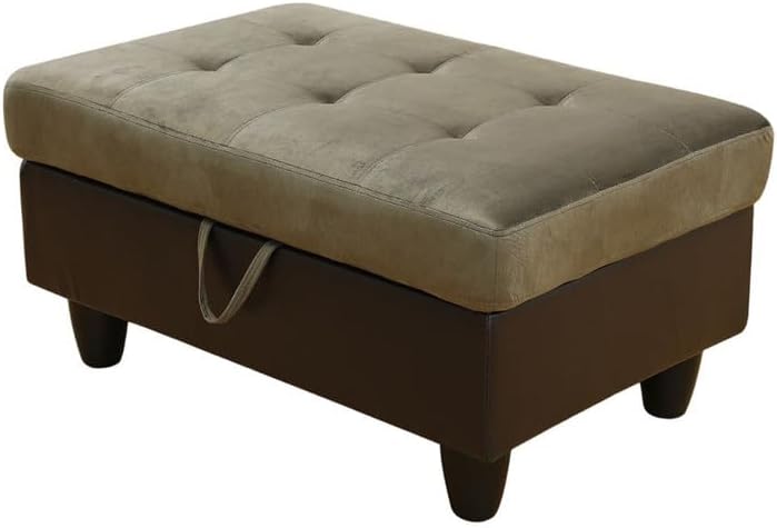Taupe Flannel and PVC Storage Ottoman Living Room Sofa for Home Office Bedroom Living Room, Strong Bearing Capacity Sofa Small Sofa Setee