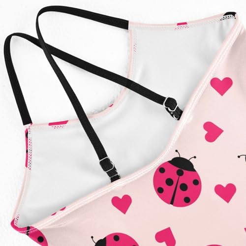 Girls One Piece Swimsuits Ladybug Hearts Quick Dry Beach Swimwear Bathing Suit for Beach 3-10 Years4