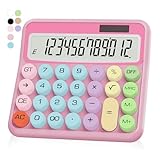 UPIHO Pink Calculator, Standard Calculator 12 Digit with Large LCD Display and Big Buttons,Pink Office Accessories for Women Desk, Cute for Office,School, Home, Business(Colorful Pink)