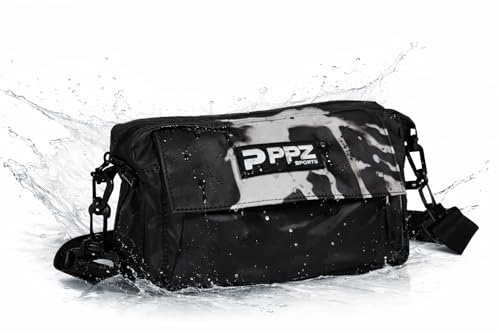 PPZ Sports Umhängetasche für Alltag Reisen und Outdoor Leichte Crossbody Tasche mit Verstellbarem Gurt (Schwarz/Weiß)