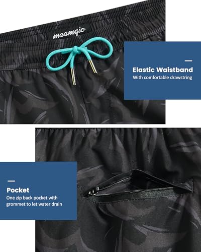 Image of maamgic Mens 5 Inch Stretch Swimming Shorts Compression Liner Swim Trunks Swimwear Bathing Suits Beach Wear Swim Suits