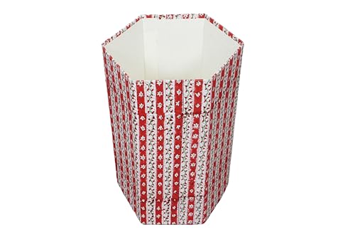 Image of Generic 3.3 Gallon Cotton Hand Block Printed Paper Waste Basket |Small Decorative Trash Can for Housewarming Gifts in Living Room, Bedroom, Bathroom | Eco-Friendly, Plastic-Free (1, RED White)