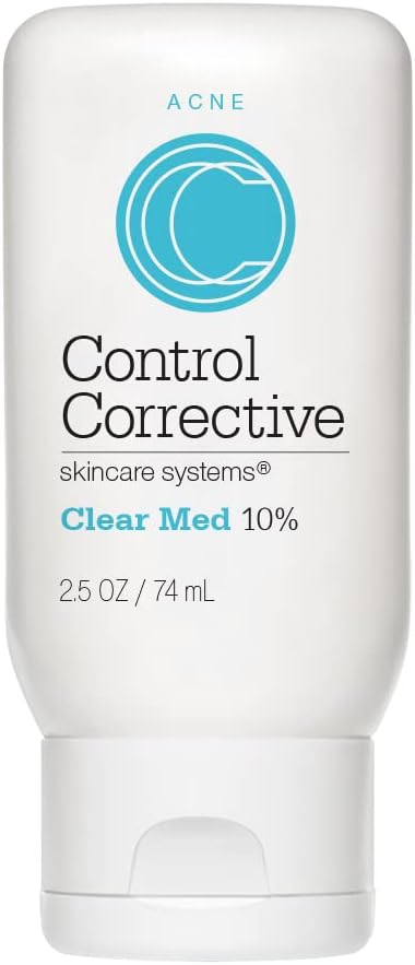 CONTROL CORRECTIVE Clear Med 10% Acne Treatment Lotion, 2.5 Oz - Helps Clear & Control Breakouts, Benzoyl Peroxide, 3% Sulfur To Improve Efficacy And Dry Up Blemishes