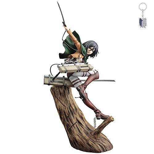 REOZIGN Attaque sur Les Figurines de Titan, Mikasa Ackerman Statue 28 cm / 11 Pouces Fighting Stance Figure Eren Yeager Mikasa Levi Ackerman Collection Jouets pour Les...