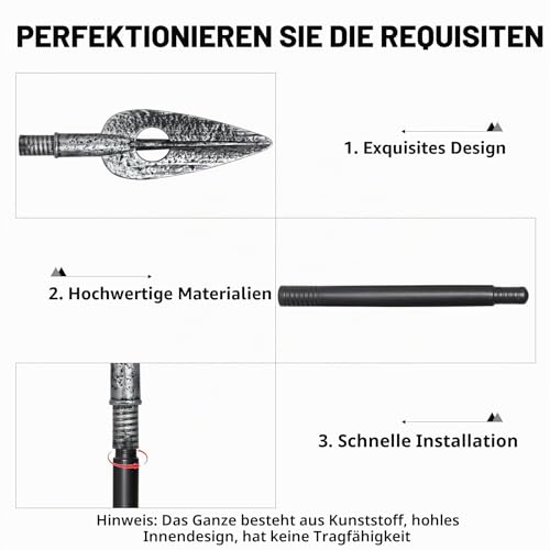 Spartanischer Speer Halloween Abnehmbarer Kunststoff-Speer Requisit Römische Waffe Kostüm für Erwachsene Verkleidung Cosplay (B)