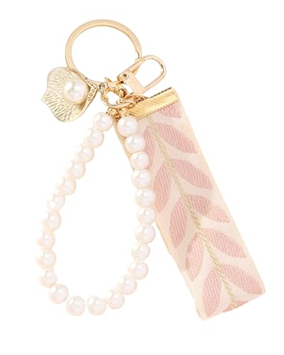 Yotlein Llavero Mujer, Llav ero de Perlas Corto, Accesorio de Regalo para Lla-ves de Coche, Llav ero Coche Mujer Rosa, Llavero Mu-jer Elegante, Lindas de Bolsas para Mujeres
