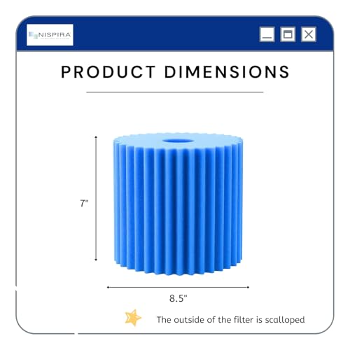 Image of Nispira 506B Foam Dust Filter Replacement for Electrolux Centralux Aerus Central Vacuum 1561,1569,1580,1584,1590,1590A E130 Series, E177A Blue Scalloped, 1 Pack